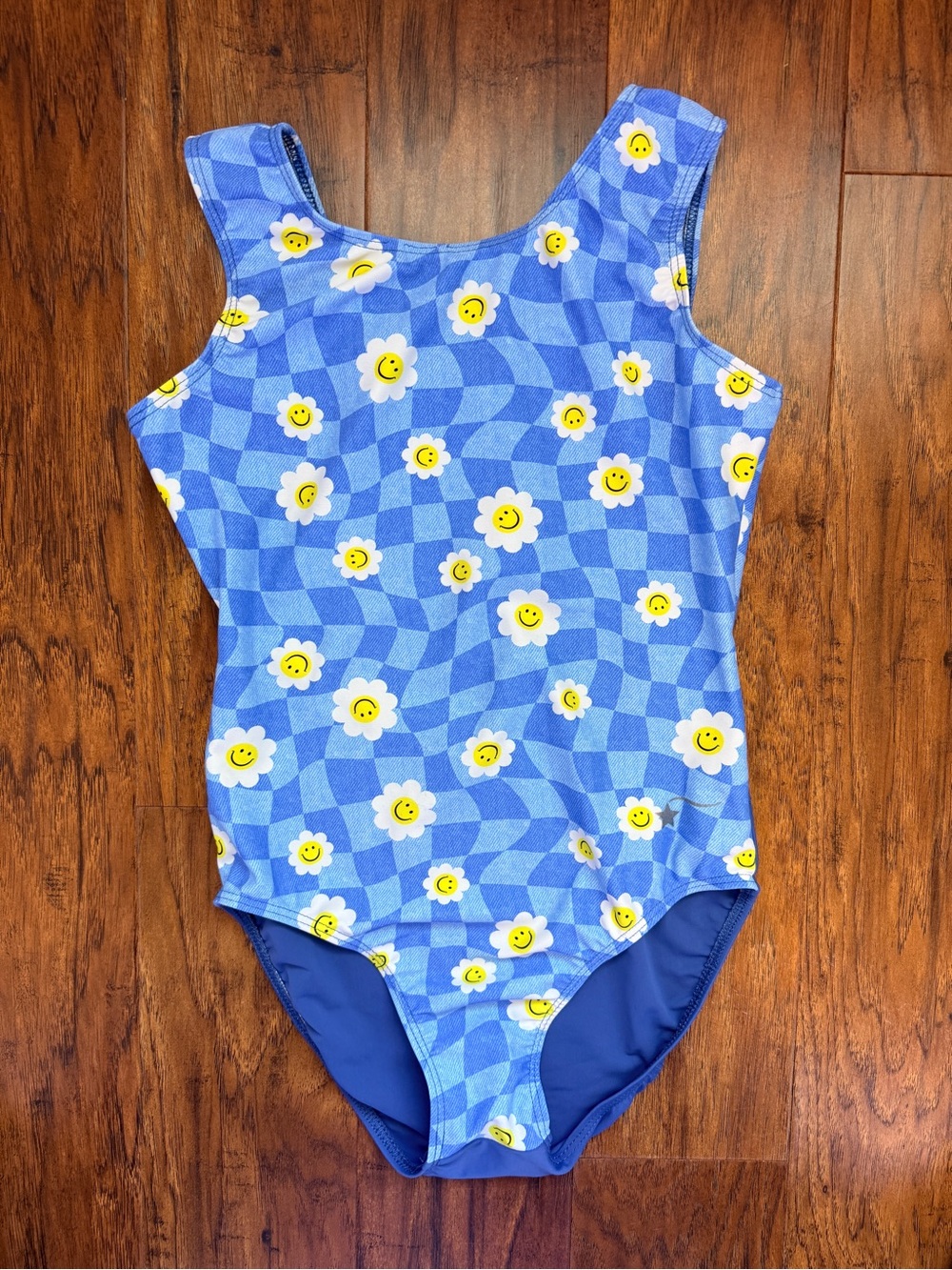 Blue Floral Smile Leotard Adult Small